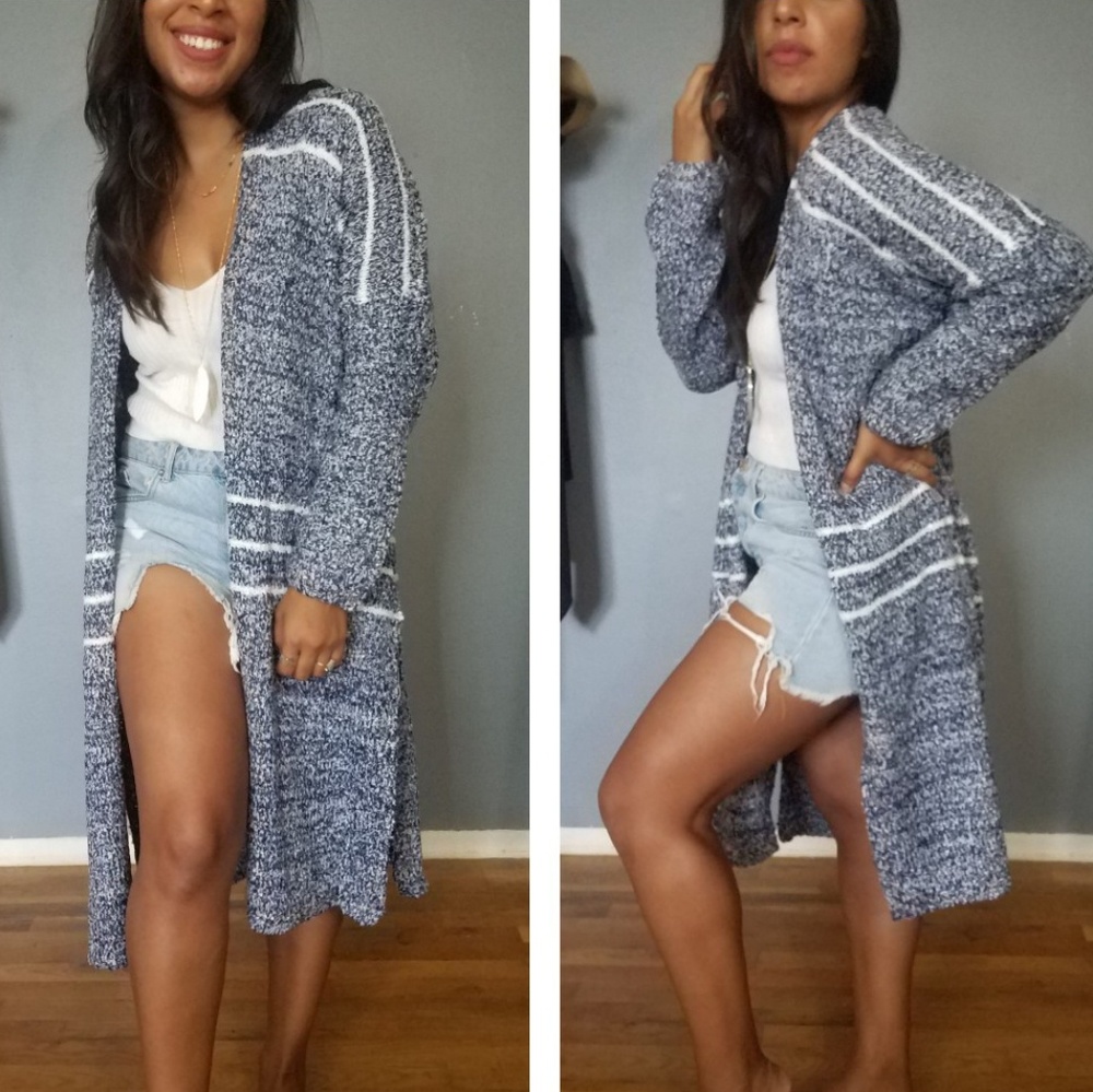 Best Seller✨EARTHLY PLEASURES CARDIGAN MARLED NAVY - Picture 5 of 7